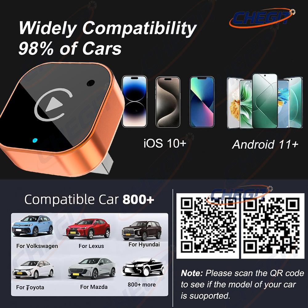 2-в-1 Проводной в Беспроводной ИИ-бокс Беспроводной адаптер Carplay для Android iPhone Автомобильное USB-подключение Для Volvo Benz Mg Kia Chery VW