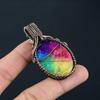 Радужный солнечный кварц и лунный камень, драгоценный камень, подвеска ручной работы из чистой медной проволоки для нее