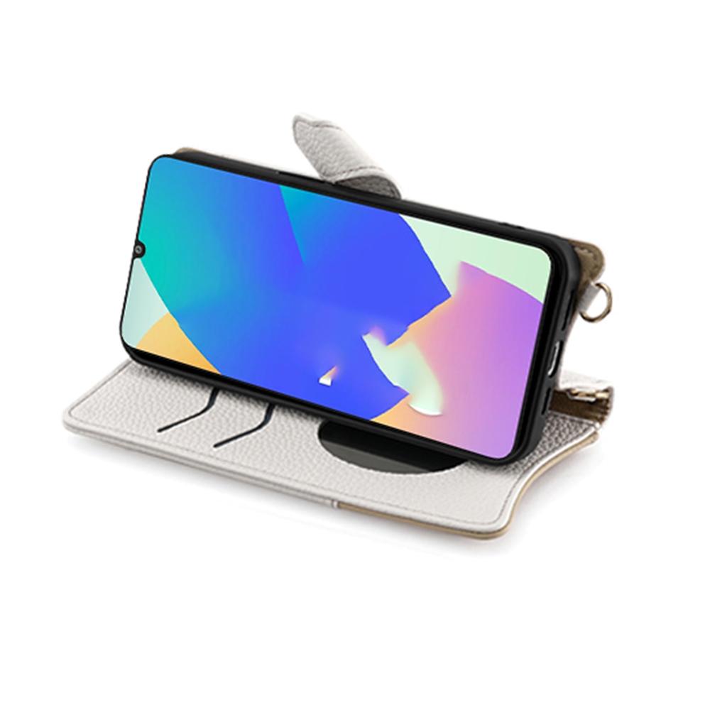 For Samsung Galaxy F06 5G Leather Case Wallet Stand Cover Irregular Tail Style with Chain Strap