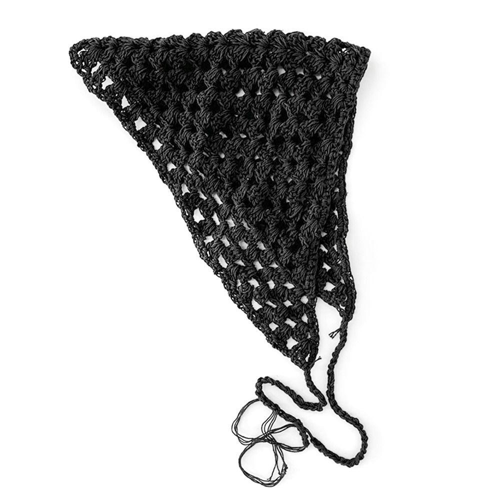 Пасторальный стиль Вязаный крючком треугольный платок на голову Многоцветный треугольный тюрбан Шарф Повязка для волос Женщины Девушки
