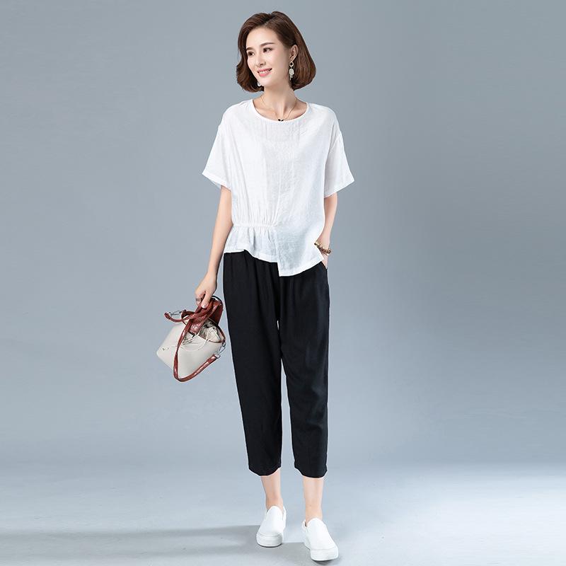 Летняя мода 2025 года: Мамин маленький повседневный комплект из хлопка и льна