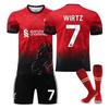 Подростки Дети Взрослые Индивидуальное Имя Футбольные Комплекты 2025-26 Ливерпуль Красный #7 WIRTZ Тренировочный Комплект с Носками