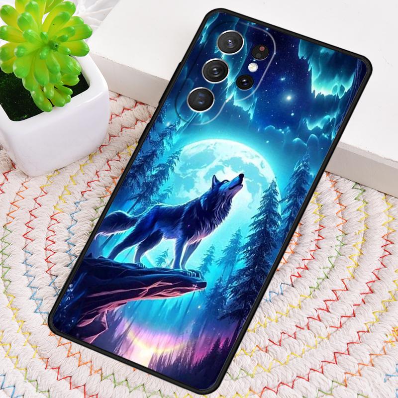 Силиконовый чехол для телефона Samsung Galaxy note 10 pro S26 S25 S24 S23 S22 S21 Plus S25Ultra с принтом 'Воющий волк на луне' Чехол