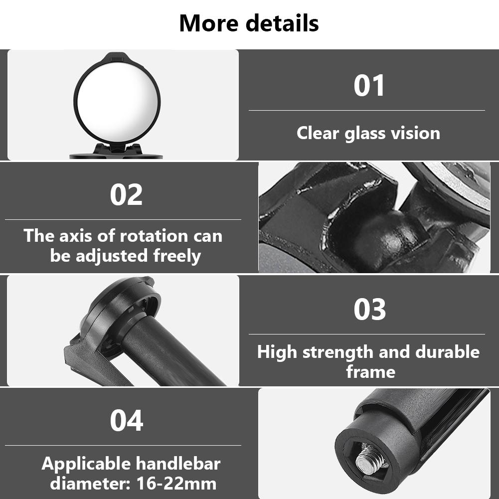 Kolip Bicycle Rear View Mirror 360 Angle Adjustable Portable Lightweight Impact-resistant Bicycle Mirror For Handlebars
