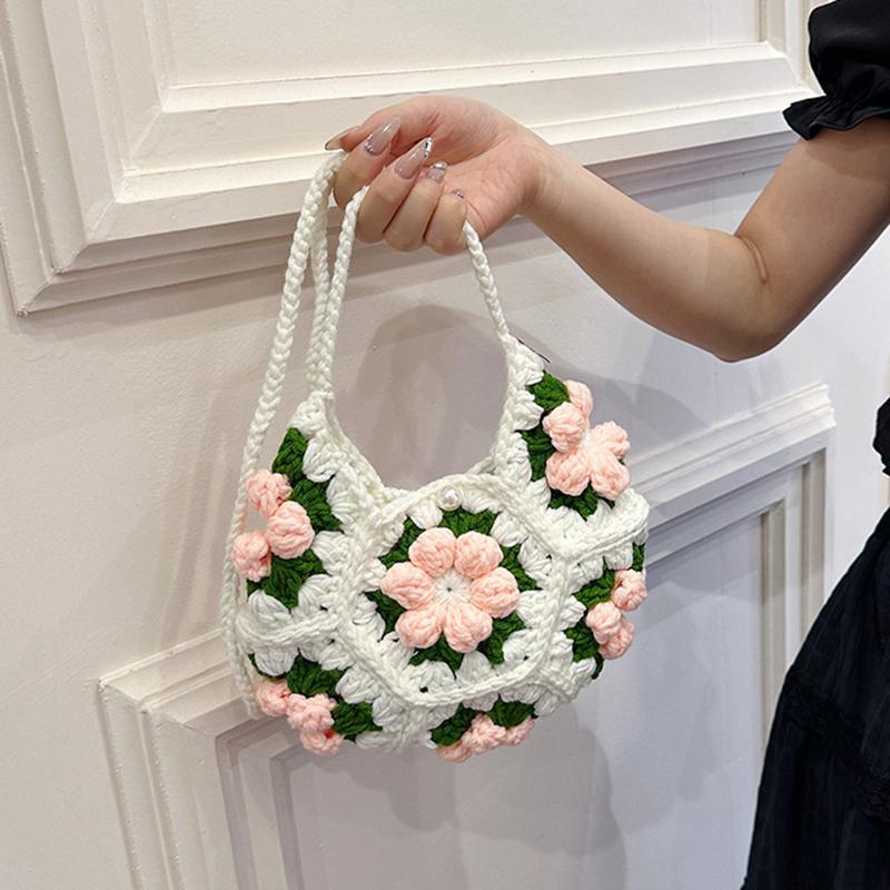 Сумка на плечо ручной работы с цветочным узором для женщин, милая стильная модная сумка в форме полумесяца для путешествий в отпуске