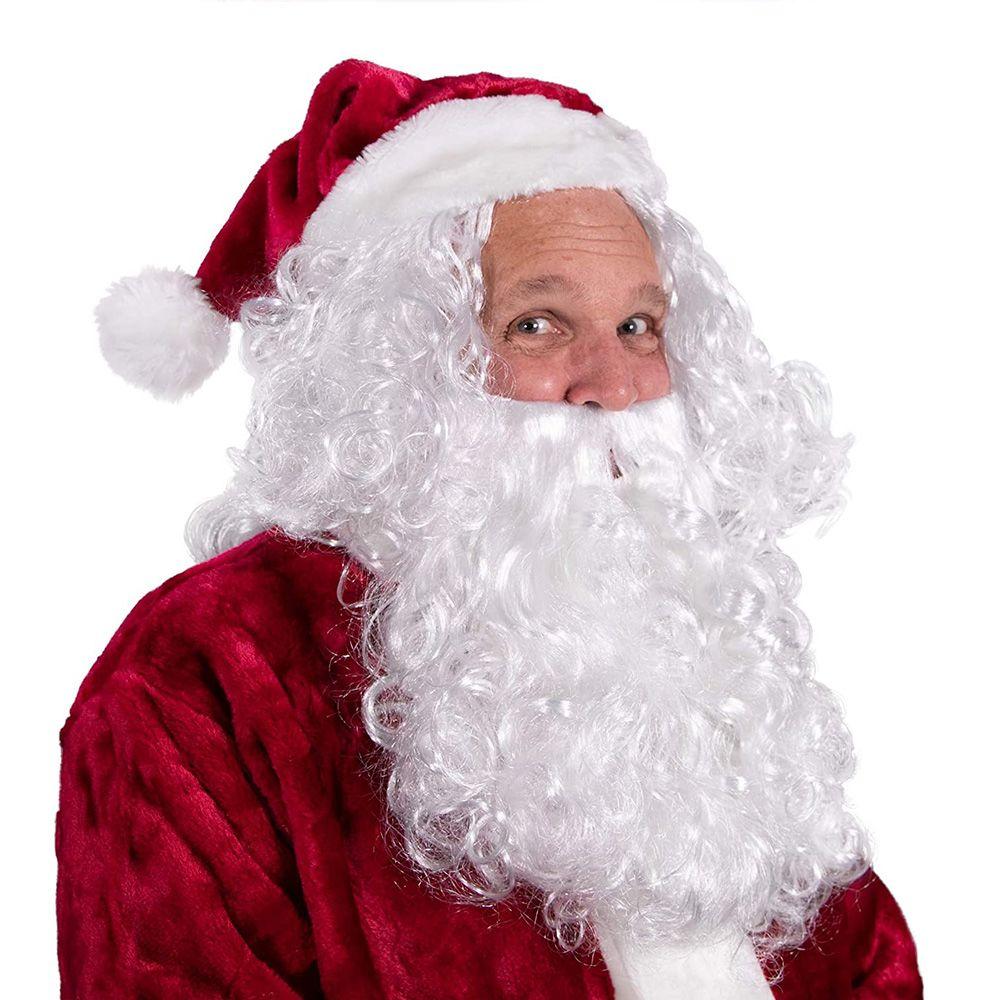 Funny White Festival Christmas Cosplay Props Santa Wig False Beard Santa Mustaches Curly Wigs