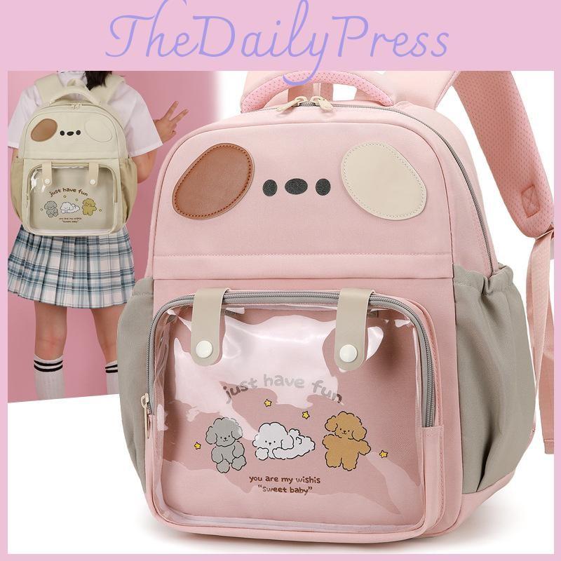 Cartoon Letter Puppy Kids Clear Backpack Cute Animal Design Toddler Bag School