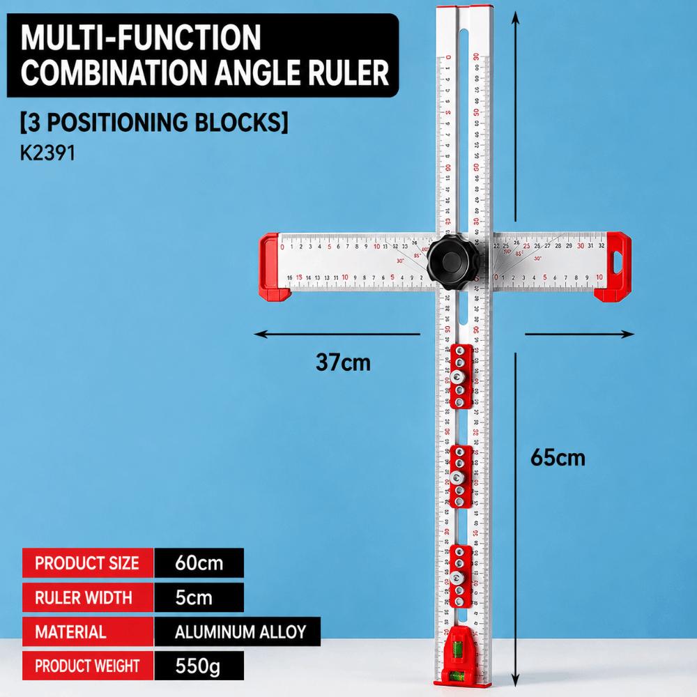 T-shaped Marking Gauge 3-in-1 Woodworking Tool Wide Range Drilling Ruler Furniture Craft