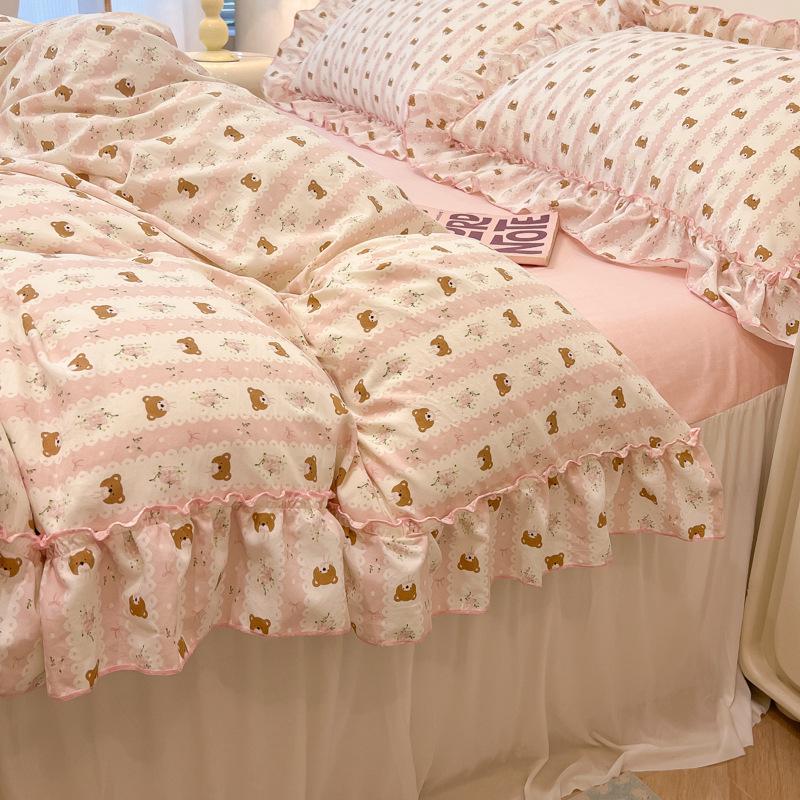 Romantic Lace Floral Cotton Bedding Set - Exquisite French-Korean Style
