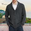 Мужское шерстяное пальто с воротником-шалью, свитер, кардиган с карманами, мягкая теплая трикотажная зимняя куртка для работы, вечеринок и спорта