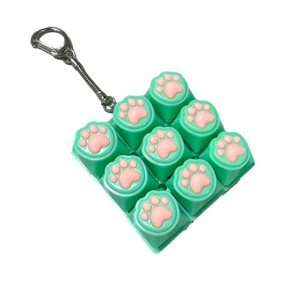 Yousheng 9-клавишная Fidget-клавиатура Игрушка для снятия стресса и тревоги Клавиатура в виде кошачьей лапки Брелок-кликер для пальцев Портативная кнопка декомпрессии Сенсорная игрушка