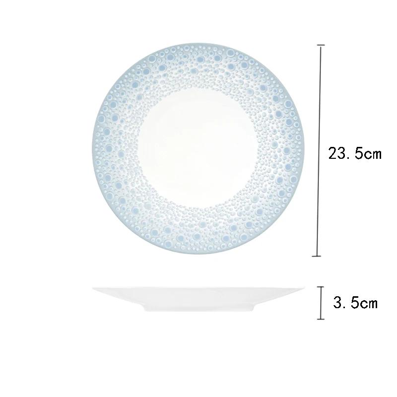 Керамическая тарелка в стиле ретро-дворца, креативная круглая тарелка для стейка, десерта, изысканные обеденные тарелки для отелей класса люкс, домашняя утварь