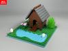 MOC Блоки Водное Озеро Пруд Река Утиный Домик Лебедь Сцена Купания Яйцо Лотос Животные Растение Строительный Блок Аксессуары Детская Игрушка