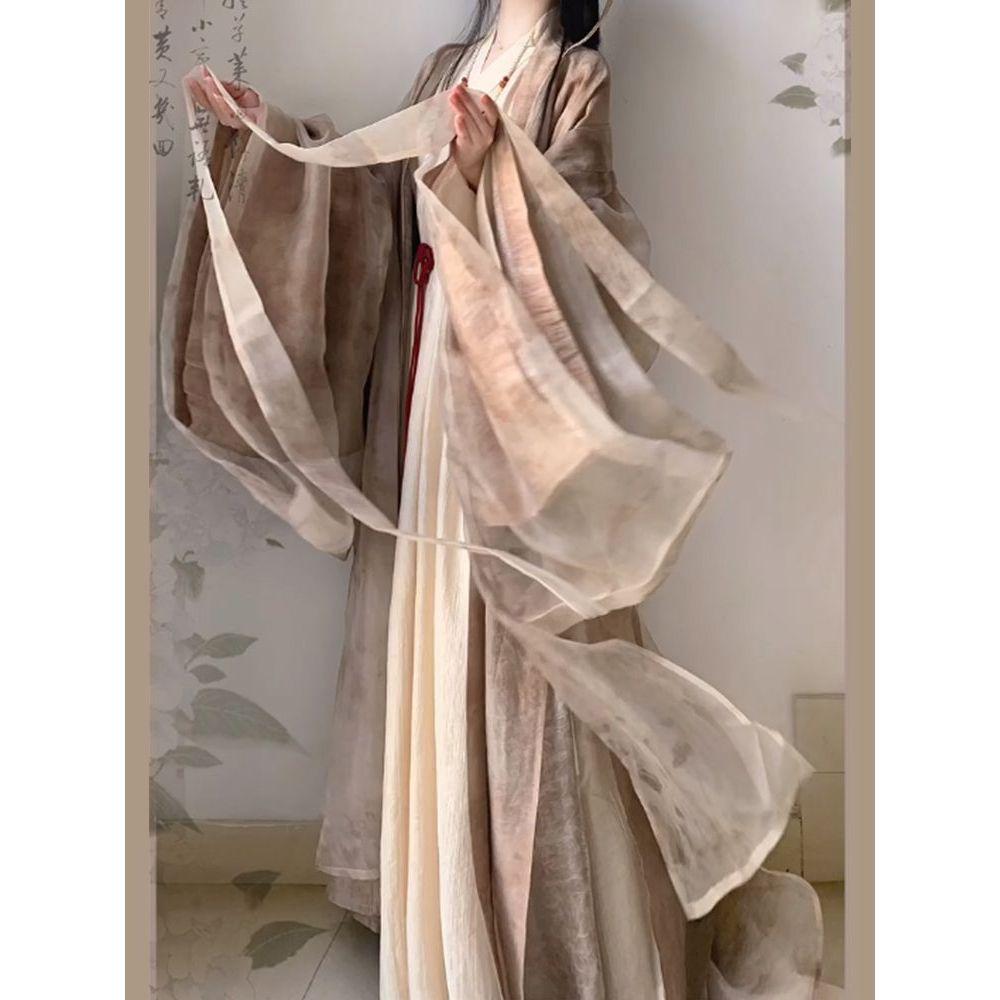 Рубашка с прямыми рукавами и принтом Hanfu, сказочный костюм с юбкой до талии