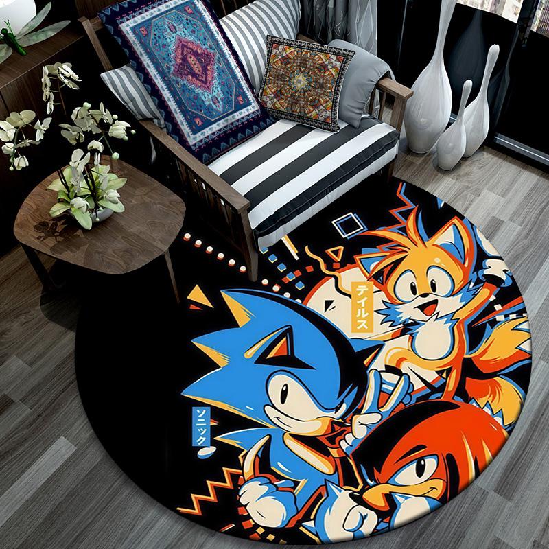 Sonic the Hedgehog,Round Area Rug,Carpet Rug for Living Room Bedroom Sofa Playroom Decor,Non-slip Floor Mat