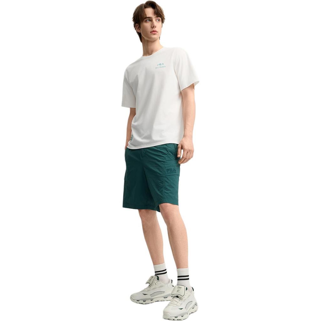 Fila X M.C.. ESCHER Серия Heritage Простая модная трикотажная футболка с коротким рукавом Мужские топы F11M538129F-WT