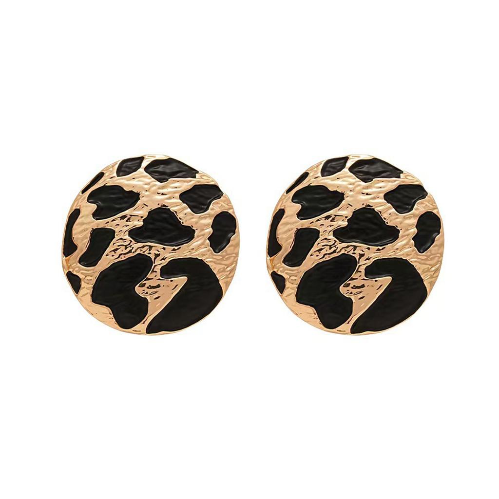 Leopard Print Round Earrings Alloy Sensitive Skin Friendly Earrings Jewelry Gift for Women Girls Dainty Accessories