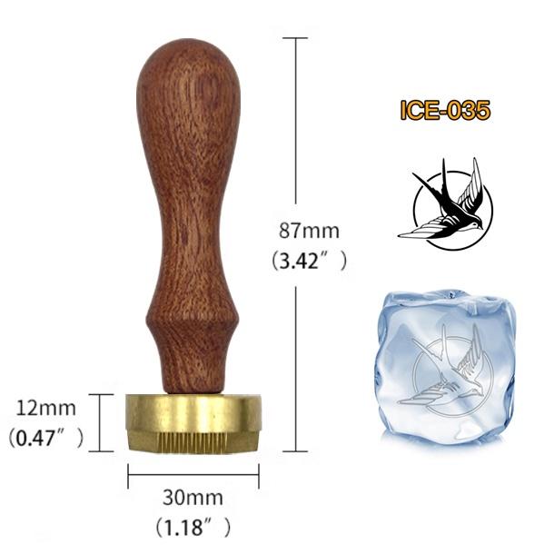 Ice Stamp With Removable Brass Head & Wood Handle - Vintage 1.18" Branding for Cubes, Cocktails, Whiskey, Mojito Drinks - Bar Making DIY Crafting
