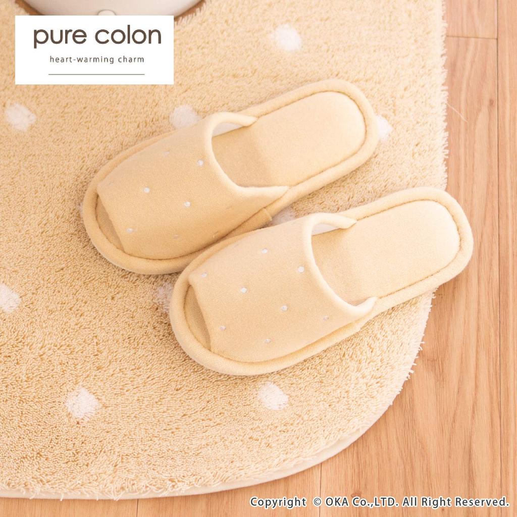 Oka Fits Feet Up To Approximately Pure Cologne Mu Polka Slippers, Beige, 25cm, (basic Dots)