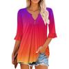 3/4 рукава топы для женщин повседневные оборки V-образный вырез футболки рабочие блузки нарядные туники топы