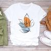 (Asian Size) Watercolor Plant Trend Beach Women Print Lady Tee Top Clothing Casual Short Sleeve Fashion Tshirt Female Graphic T-shirt