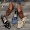 Spring and Summer Large Size Fly-woven Pointed Flat-soled Single Shoes Women's Foreign Trade One-pedal Bow Casual Breathable Single Shoes