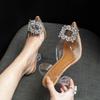 Fashion Silver Heels for Women New Crystal Hollow Sandals Versatile Evening Dress Thin High Heels Wedding Party Dress Sandales Shoes