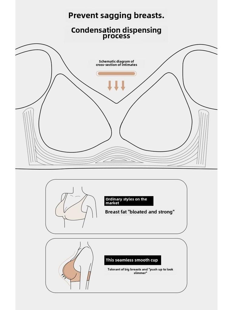 Высококачественный бесшовный спортивный бюстгальтер для женщин: Присборенный, тонкий, без оправы, регулируемый — идеально подходит для большой груди и обеспечивает боковую поддержку