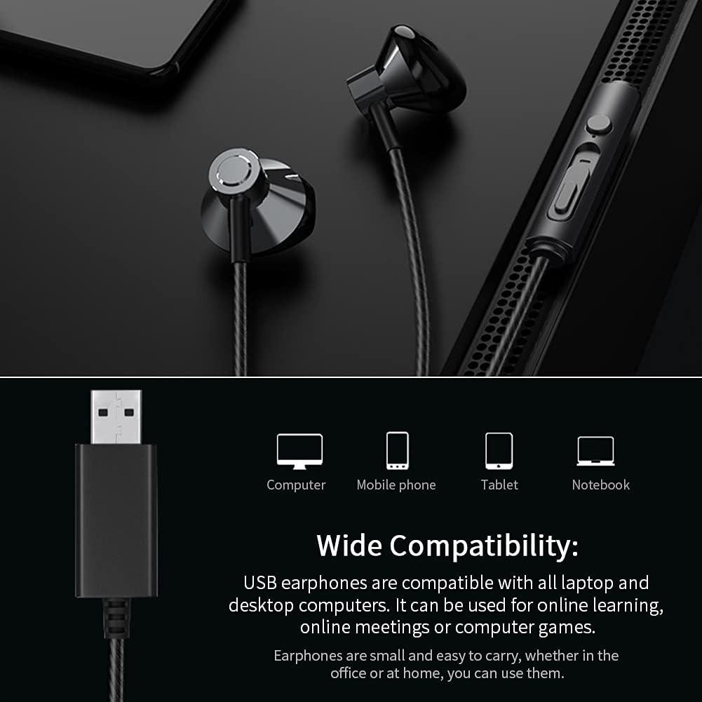 Обновление интерфейса USB для наушников, прочный кабель длиной 2,5 м, проводные наушники с микрофоном