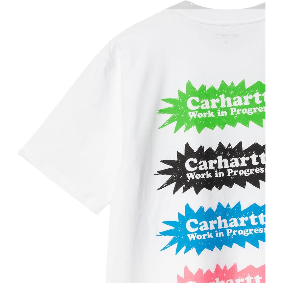Carhartt WIP Мужская футболка S/S Bam с принтом логотипа, с круглым вырезом, с коротким рукавом, белая I033162-02-XX