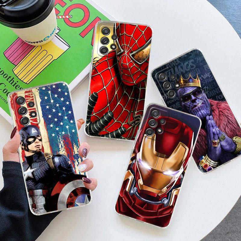 Чехол Marvel с изображением Мстителей для Samsung Galaxy A57 A37 A56 5G A36 A55 A54 A35 A26 A07 A17 A16 A06 A36 A15 Человек-паук Железный человек