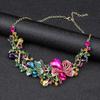 1 комплект, женские серьги-колье, набор красочных страз, цветок, форма листа, полая шея, ювелирные изделия для ушей, роскошные антикоррозийные ювелирные изделия из нержавеющей стали для невесты, выпускного вечера