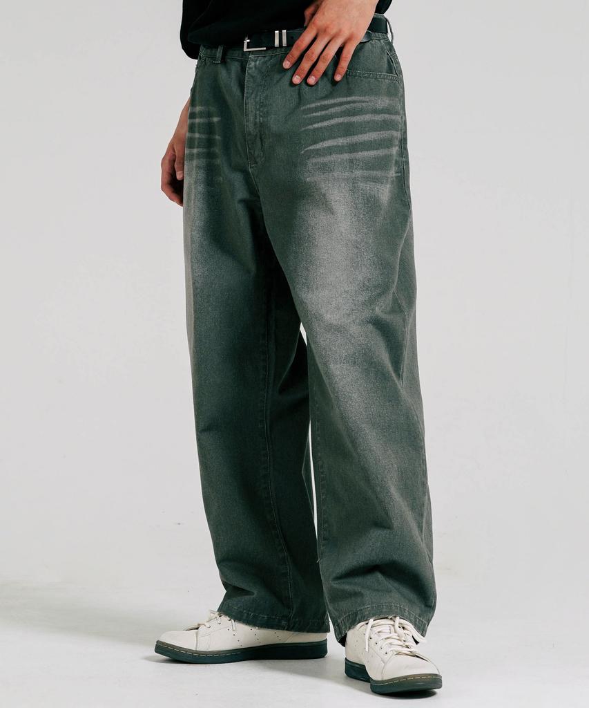 JEMUT Широкие стираные брюки с арахисовым принтом, набор из 5 предметов, темно-зеленый Yhlp2470
