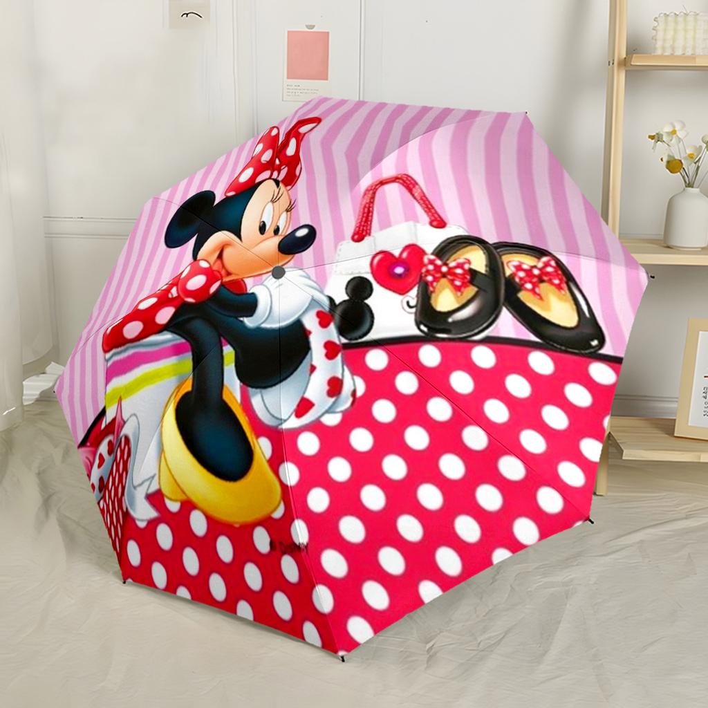 Mickey Mouse Red Background Compact Travel Automatic Umbrella Retractable Design with 8-Rib Durability Compact Design Perfect for Outdoor Adventures