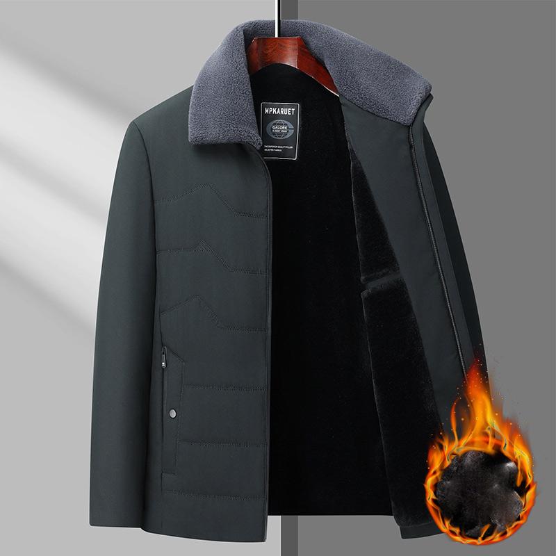 Men's Windproof Bomber Jacket Winter Warm Padded Thick Outwear Flight Coats Fleece Lapel Jackets for Male Plus Size