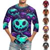Men'S Round Neck Three-Quarters Sleeve Top Casual Fashion T-Shirt