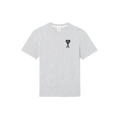 Ami Paris X SS22 Повседневная футболка с круглым вырезом и короткими рукавами с вышивкой в ​​виде сердца Мужские топы Серые 534070-04