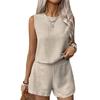 2 шт./комплект женский жилет шорты костюм круглый вырез без рукавов однотонный топ с высокой талией короткие брюки отпуск повседневный наряд летняя пляжная одежда