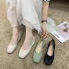 2025 French Bag Head Light Luxury Single Shoes Medium Heel Flat Sole Light Single Shoes Medium Heel Spring Fashion Versatile Elastic Grandma Shoes