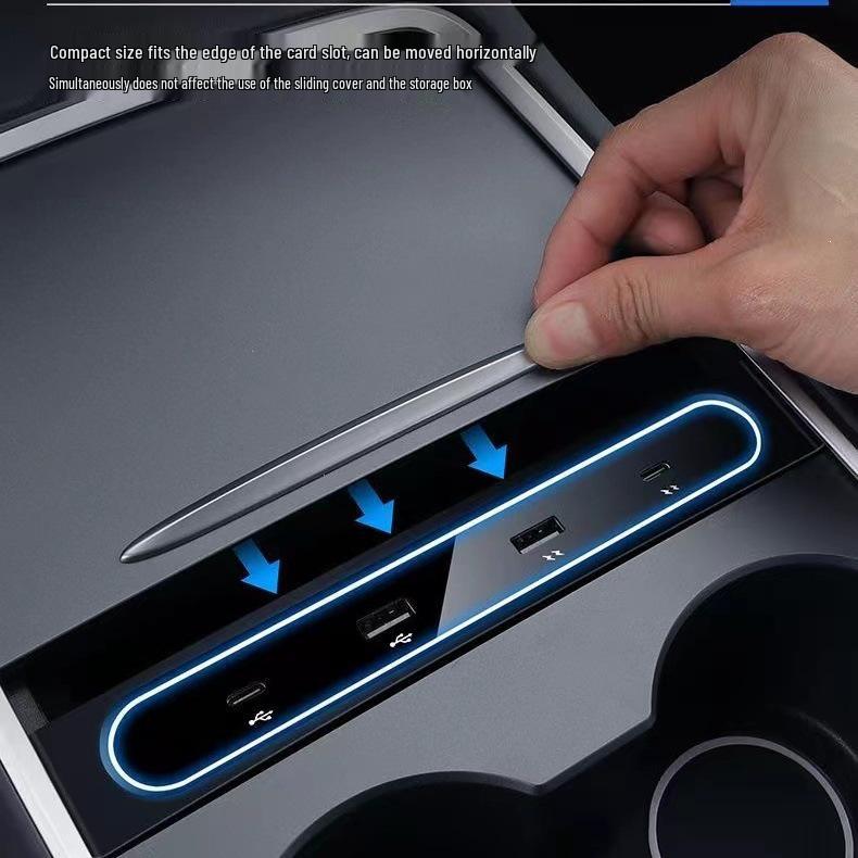 Compatible with Tesla Model 3/Y Docking Station: Central Control Type-C Phone Charger & 27W USB Expander