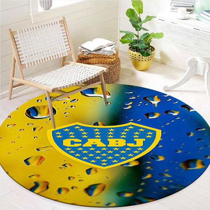 Club Atlético Boca Juniors Round Area Rug,Carpet Rug for Living Room Bedroom Sofa Playroom Decor,Non-slip Floor Mat