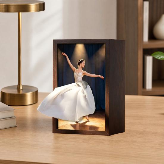Walnut Wood Tissue Box, with Artistic Ballet Dancer Skirt Design, Multipurpose Paper Towel Holder for Home Decor Entryway Dining Table