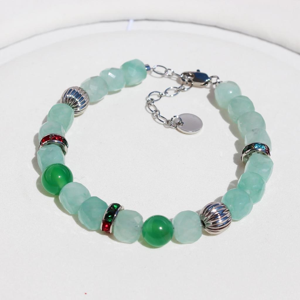 Light Luxury High Jewelry Design Natural Green Dongling Agate Beaded Necklace Exquisite Diamond Ring Bracelet 47 Gifts