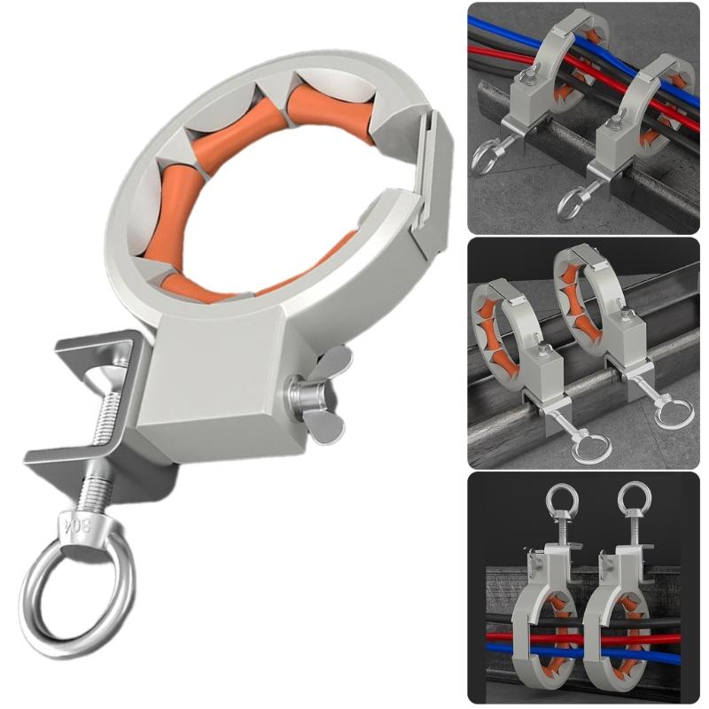 Industrial Bridge Cable Guide Tool 65mm Wide Smooth Roller 330 Degree Adjustable Clamp For Construction Wiring