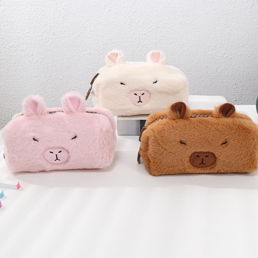 Large Capacity Capybara Plush Pencil Case Zipper Capybara Plush Pencil Pouch  Student