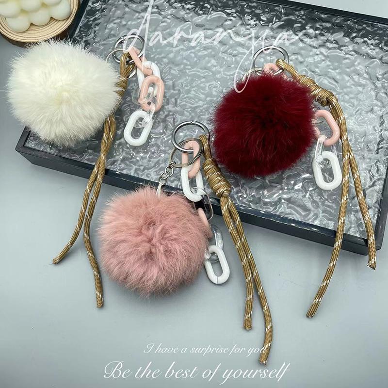 Пушистый леопардовый брелок в форме сердца, плетеная веревка, брелок для сумки, подвеска, простые универсальные аксессуары для украшения сумки
