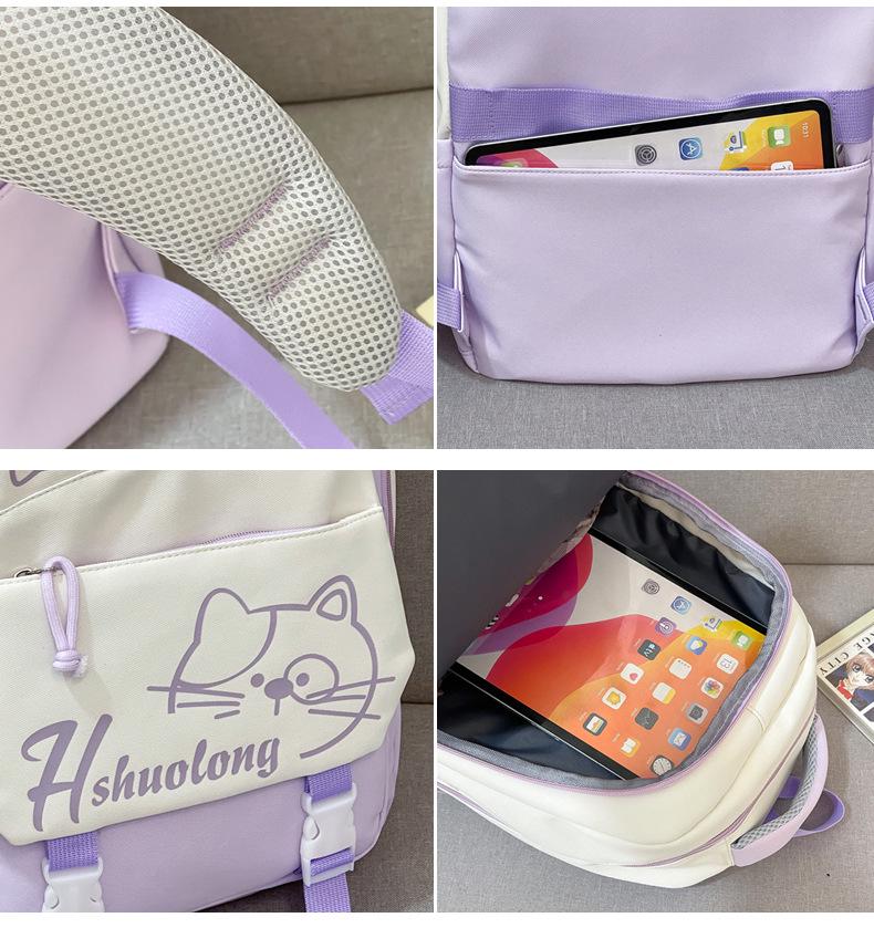 Cartoon Print Large Capacity Student Backpack for School