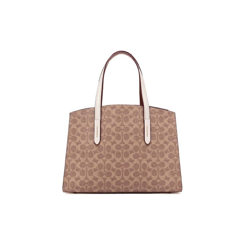 Coach Charlie Carryall 35 Signature Canvas Khaki Pink Brown 31210-B4HA