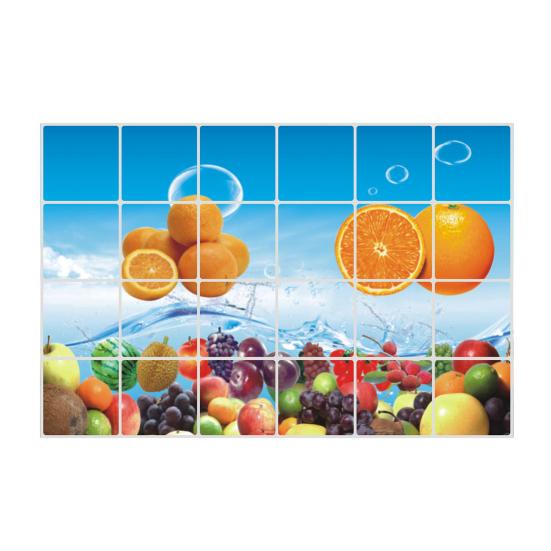 Kitchen Oil Proof Wall Stickers Flowers/Fruits/Green Leaves Waterproof Backsplash Wall Protector Film Removable Tile Decal for Cupboard