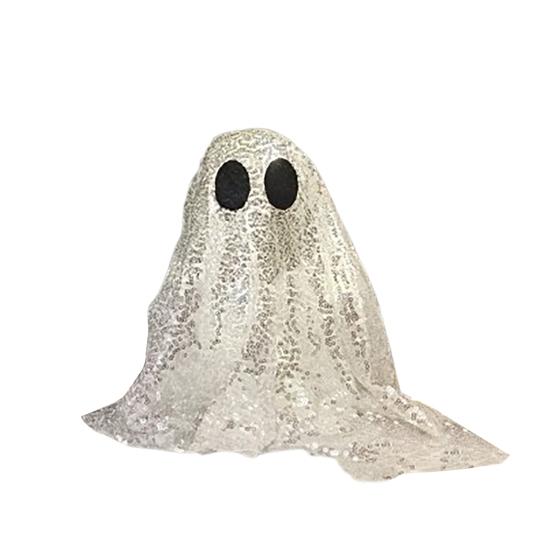 Yousheng Sequin Fabric Ghost Tabletop Decor Halloween Shiny Ghost Figurine for Halloween Bedroom Desktop Home Decor